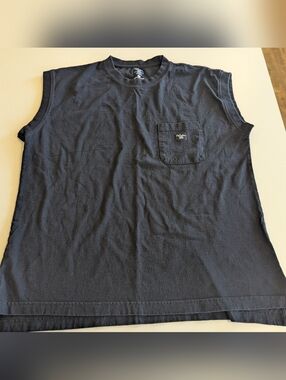 Walls Work Wear Black Muscle Tank Top Sleeveless with Pocket Size XL Cotton Men